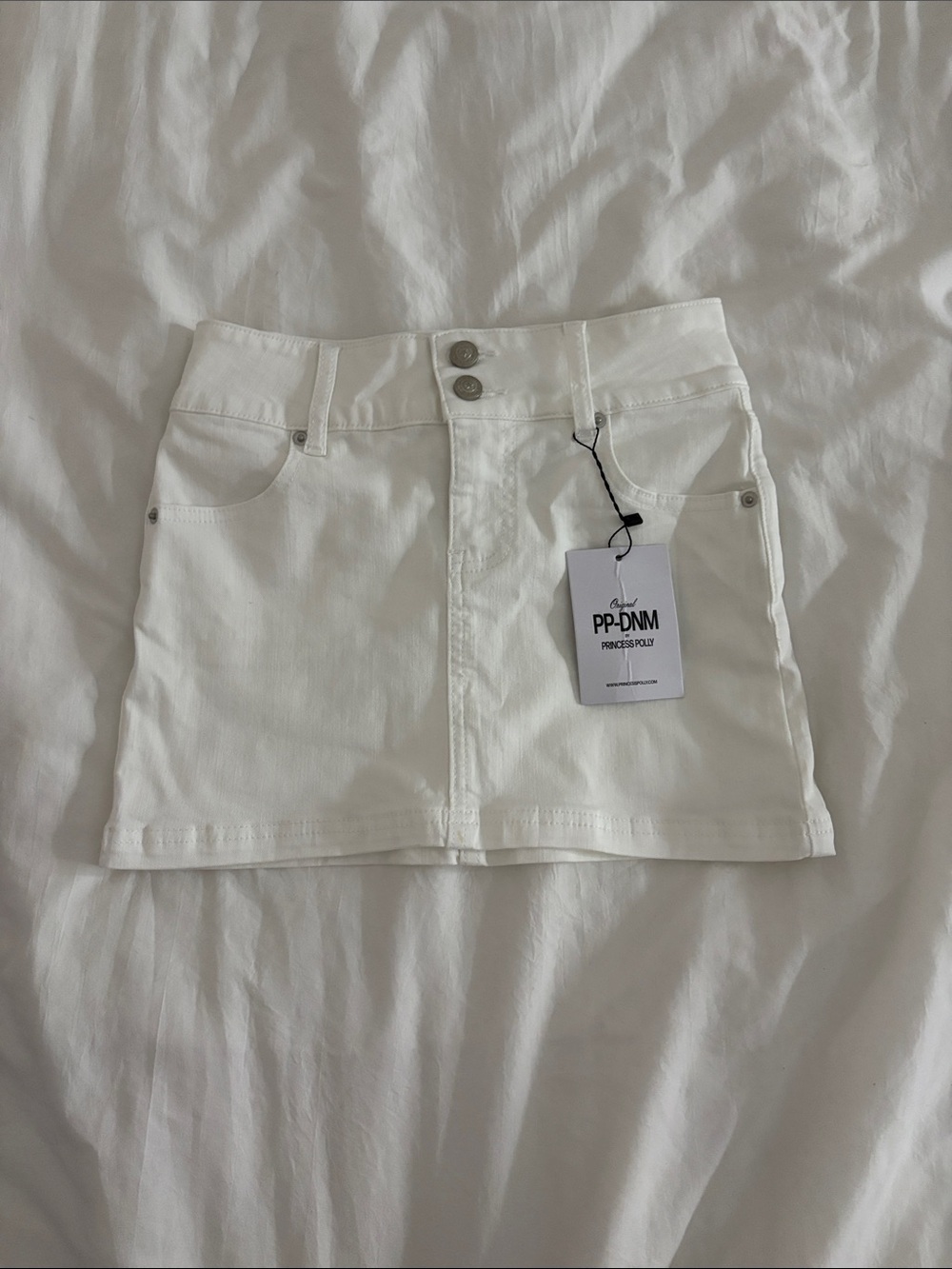 Princess Polly White Denim Mini Skirt